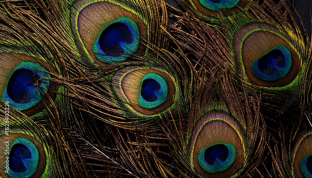 Fototapeta premium Vibrant Peacock Feather Pattern - A Symphony of Colors and Textures.