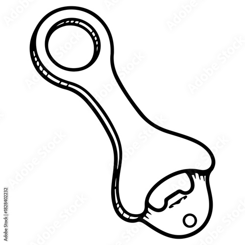 Hand drawn bottle opener illustration isolated on white background. High quality black and white sketch perfect for bar menus beer festivals and kitchen utensil icons.