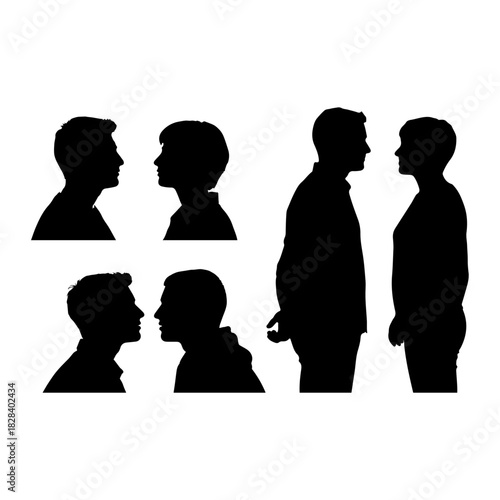silhouette pack of man and woman looking into the eye of each other