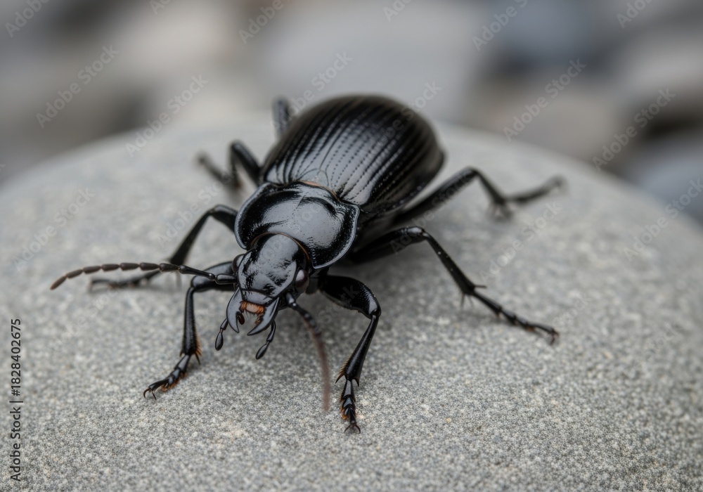 Naklejka premium Macro Full-Body Wood Beetle on Tree Bark