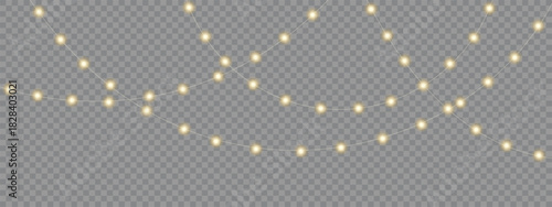 Christmas garland. Christmas light. Holiday decoration, garland with royal lights, LED lamp. Vector illustration