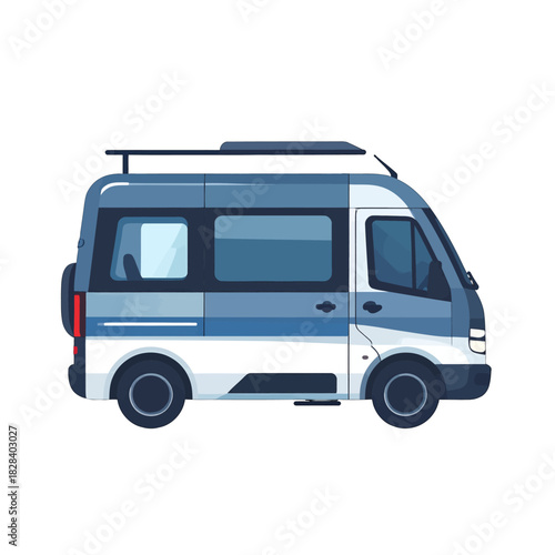Pixelated Gray and White Recreational Vehicle with Visible Tires and Roof Rack Isolated on White Background for Digital Artwork