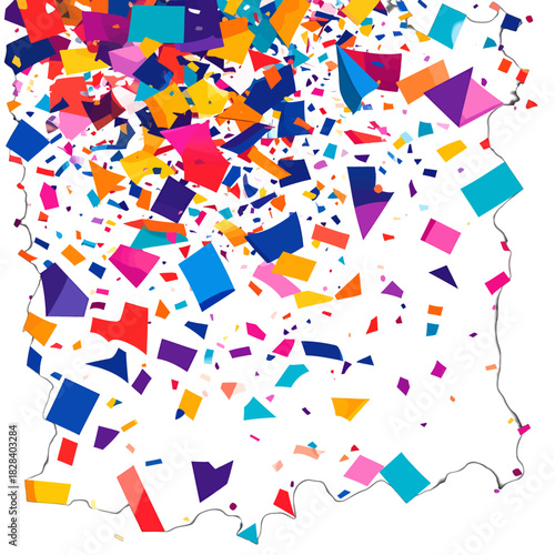 Colorful Confetti Explosion on White Background in Celebration Graphic Design