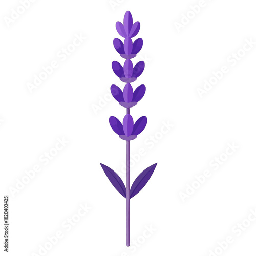 Pixelated Purple Lavender Flower on White Background Minimalistic Design