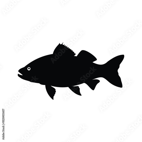 Silhouette of a sleek and powerful fish swimming gracefully in deep waters, fish patrolling territory silhouette vector illustration