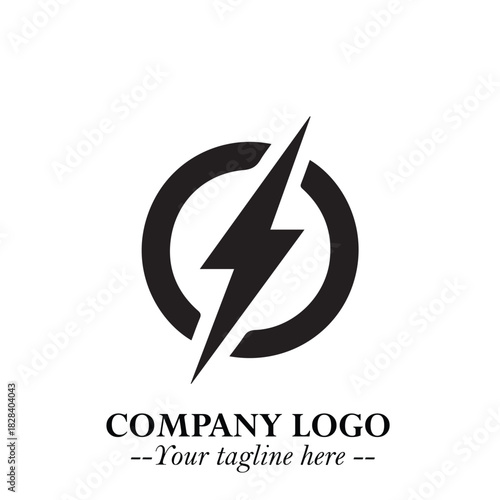 Sleek Electrical Logo Symbol on a Clean White Background for Modern Branding Design Elements Art