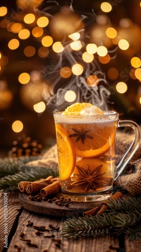Winter Tea with Orange and Cloves - Warm Festive Background