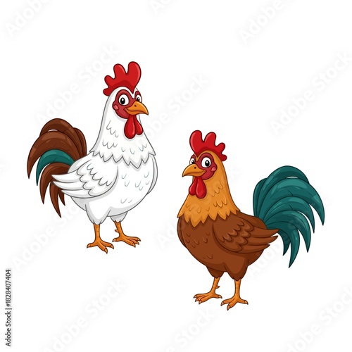 Cartoon roosters vector illustration