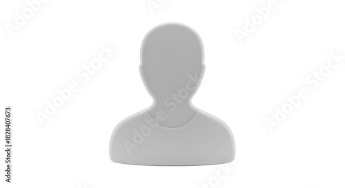 Generic gray silhouette of a person isolated PNG, faceless avatar placeholder on transparent background for user profile