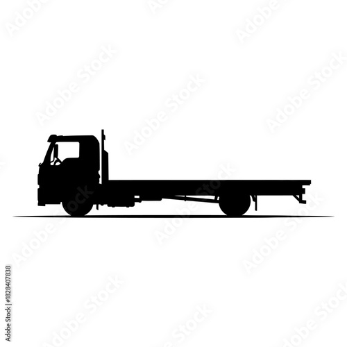 Flatbed truck silhouette vector