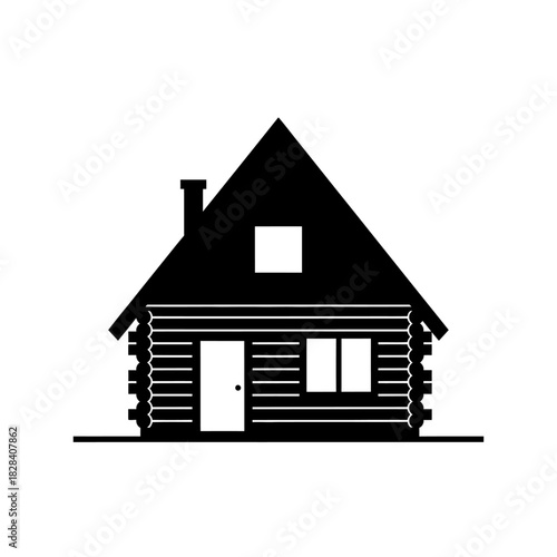 Log cabin house icon silhouette