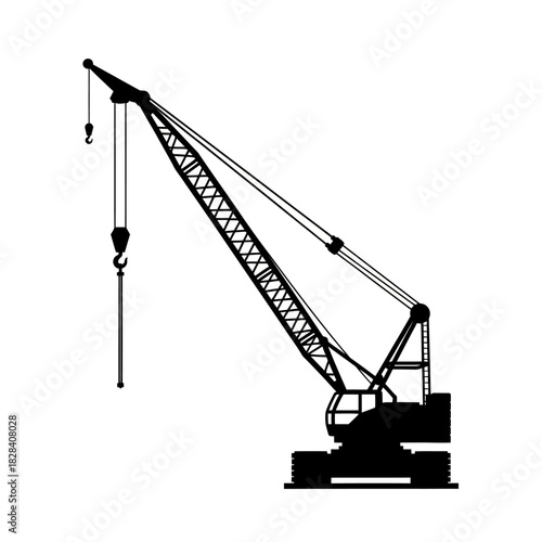 Crawler crane silhouette vector illustration