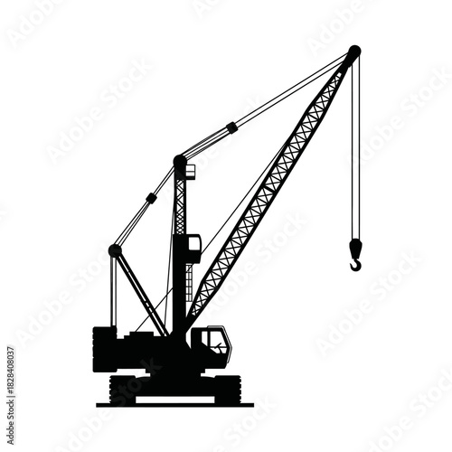 Crawler crane silhouette vector