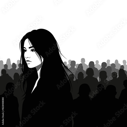 Woman standing out in a crowd