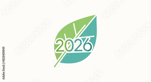 Single Leaf Icon with Hidden 2026 Geometry

