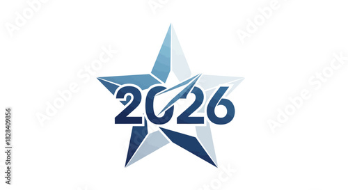 Abstract Star 2026 Icon on Minimal White Background