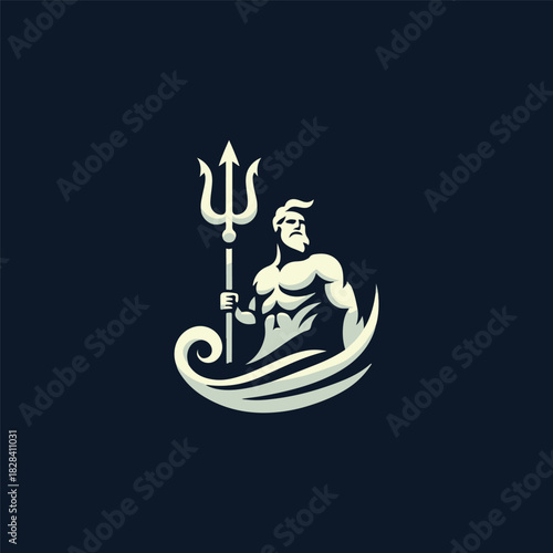 Poseidon God Trident Logo