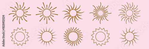 sunny sun sunlight solar heat weather icon set symbol vector eps 10