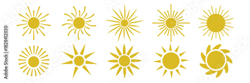 sun vector icon set . sun icons set, sunshine eps 10 