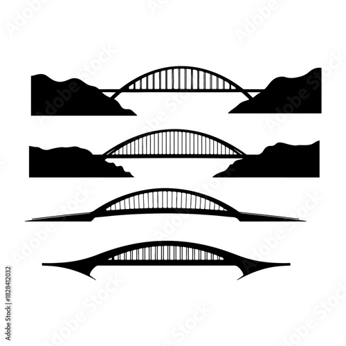 opposite sides connected by a strong, simple silhouette of a bridge or a continuous arc
