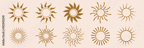 sunny sun sunlight solar heat weather icon set symbol vector eps 10