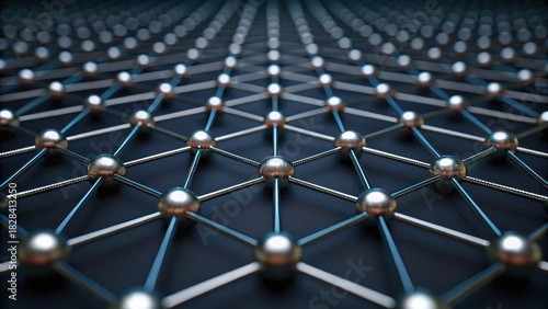 Fototapeta Naklejka Na Ścianę i Meble -  low latency network concept. Abstract pattern of interconnected spheres on a dark background.
