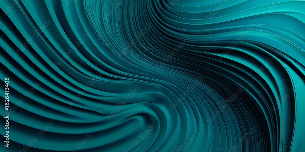 Fototapeta premium Flowing textured teal waves create a dynamic abstract background.