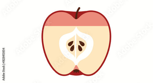 Half Apple Illustration A Fresh and Simple Design for Culinary Concepts