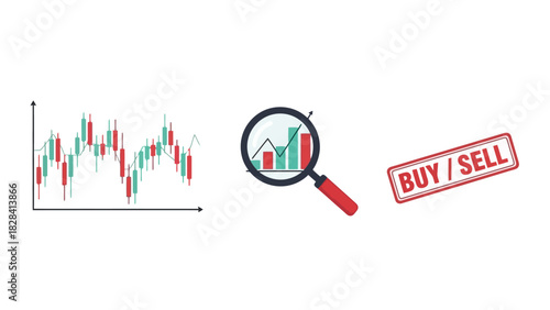 Financial Stock Market Analysis with Chart, Magnifier, and Buy/Sell