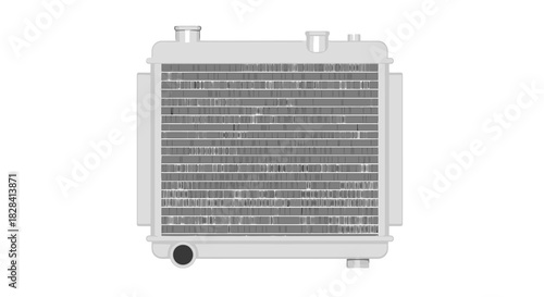 Automotive Cooling Radiator Component Illustration for Engine Heat Regulation