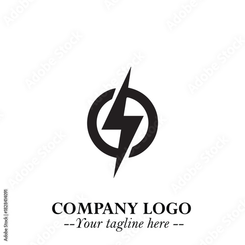 Sleek Electrical Logo Symbol on a Clean White Background for Modern Branding Design Elements Art