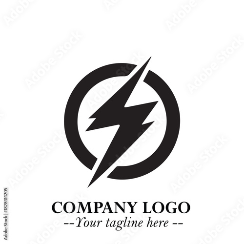 Sleek Electrical Logo Symbol on a Clean White Background for Modern Branding Design Elements Art