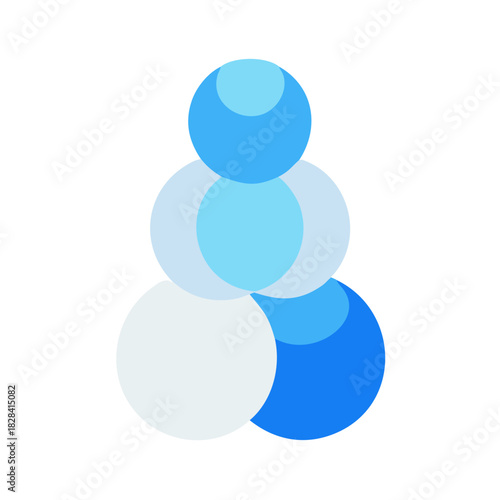 Stacked Blue Snowballs Minimal Illustration