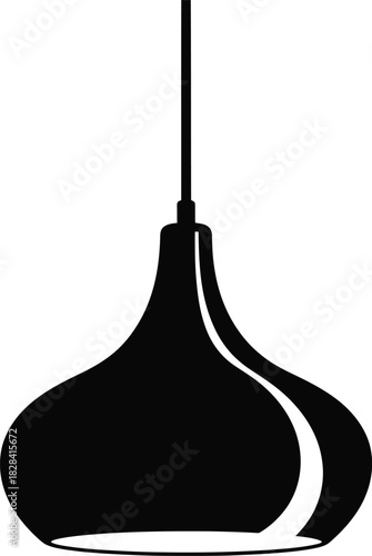 Black silhouette of a modern pendant light fixture on white background lamp lighting