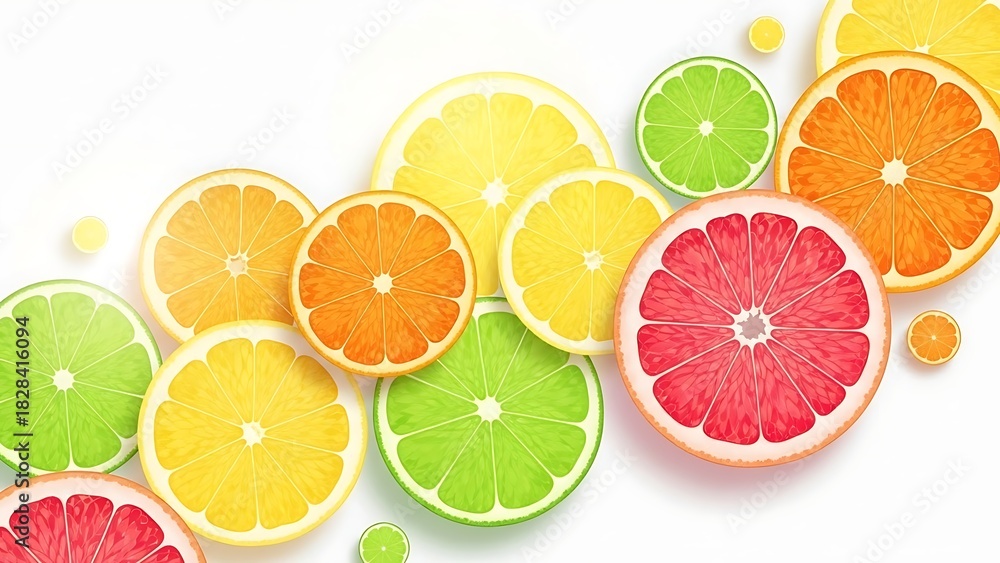 Obraz premium Colorful Citrus Slices - A Vibrant and Refreshing Display of Fruits.
