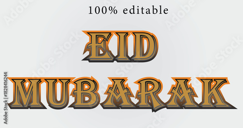 vector illustration of Eid Mubarak text effect