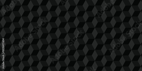 Minimal abstract black geometric cube creative concept triangle overlap square technology background. digital cubes fabric and wallpaper grid block texture background.	