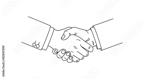 Firm handshake line art symbolizing agreement and partnership