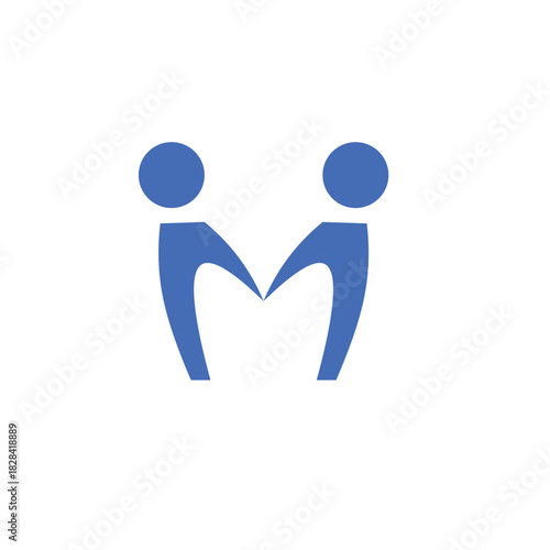 Two stylized figures holding hands