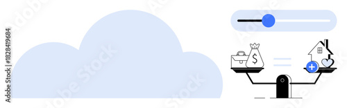 Cloud storage concept. Cloud storage digitalizing data for efficiency. Cloud storage ation in balancing financial and health priorities. For technology, finance, healthcare, decision models, cloud