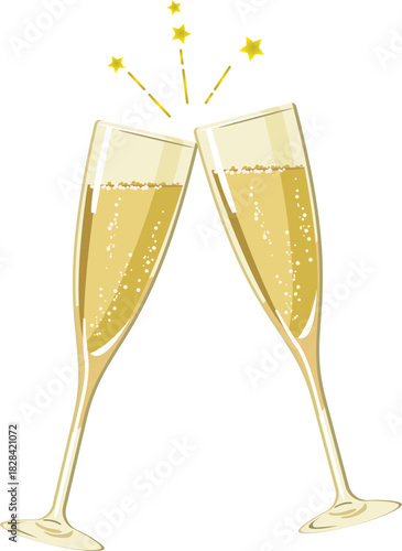 乾杯しているシャンパングラスのイメージイラスト
