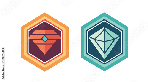 Hexagonal Gem Tokens Vector Set