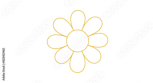 Simple yellow daisy outline on a white background.