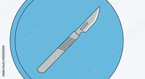 Surgical scalpel on blue background with transparent background