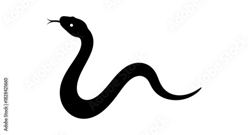 Black snake silhouette with transparent background