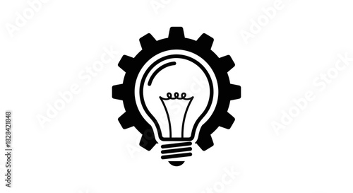 Idea lightbulb with gear icon with transparent background