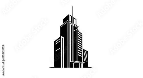 Modern skyscraper building with transparent background