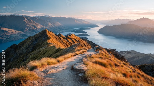 Roys peak mountain hike with panoramic views over wanaka and lake wanaka in new zealand, showcasing scenic trails, alpine peaks, and vibrant outdoor adventure landscapes for travel and tourism enthusi