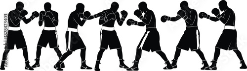 Boxers Fighting, Punching, and Sparring Poses for Combat Sports, Fitness, Training, and Competition Design