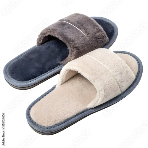 pair of brown slippers isolated